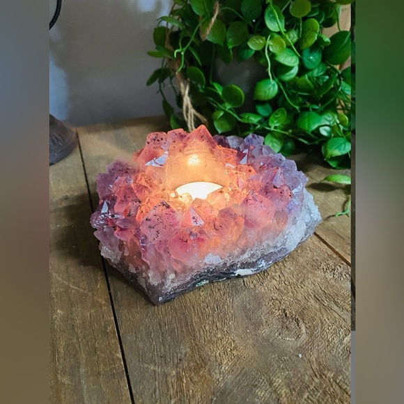 Amethyst Candle Holder “Rock Paradise” Hand-Crafted Authentic Made in Brazil NWT - Picture 5 of 12